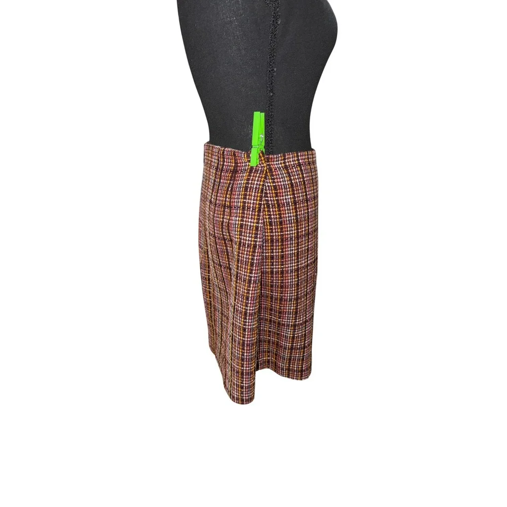 Loft Outlet Burgundy Plaid Tweed Mini Skirt Womens Size 2 Side‎ Zip Lined Fall